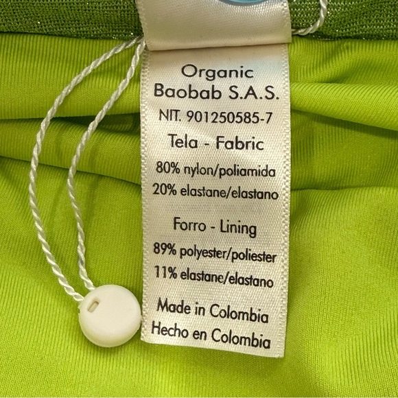 Baobab Irene Mini Dress Strapless Draped Green Shimmer Small Bodycon Chic Party - Picture 6 of 13